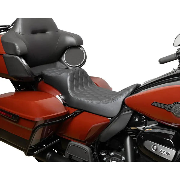 Drag Specialties Predator III 2-Up forlænget rækkevidde sæde til Harley 