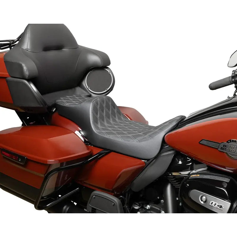 Drag Specialties Predator III 2-Up forlænget rækkevidde sæde til Harley 