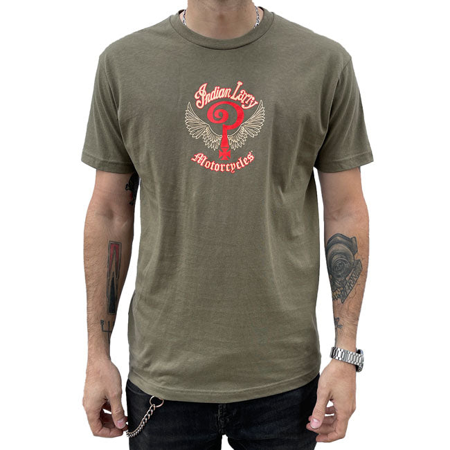 Indian Larry Military grøn logo T-shirt