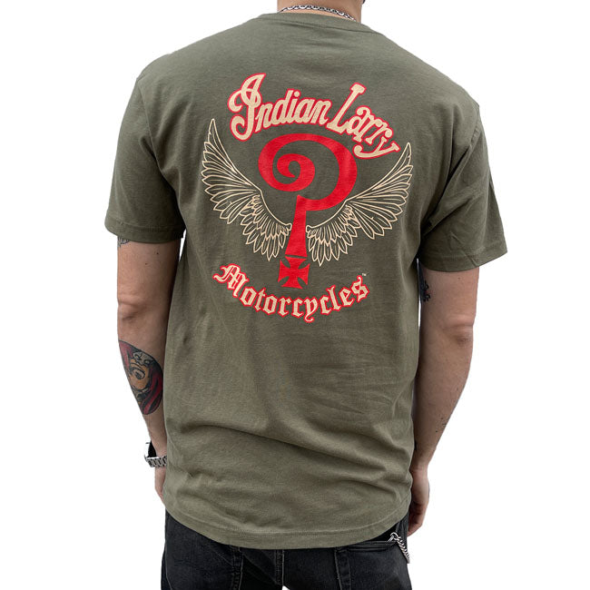 Indian Larry Military grøn logo T-shirt