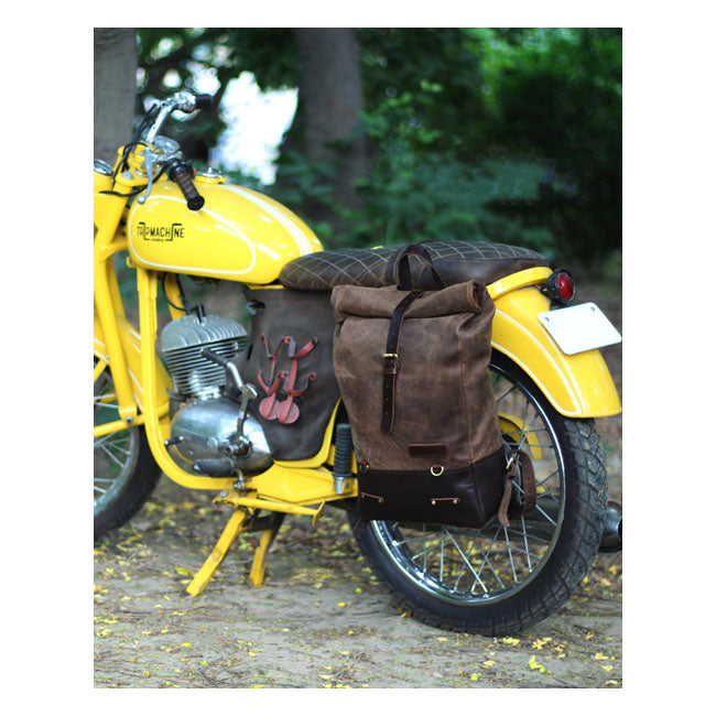 Trip Machine Vintage læder 15L motorcykel sadeltaske / rygsæk