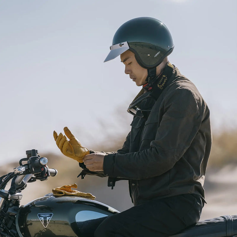 DMD Retro metallisk åben motorcykelhjelm