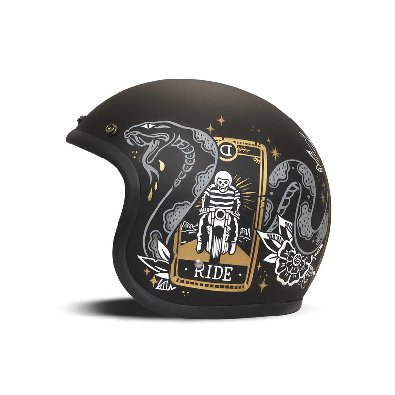 DMD Åben motorcykelhjelm med retrografik