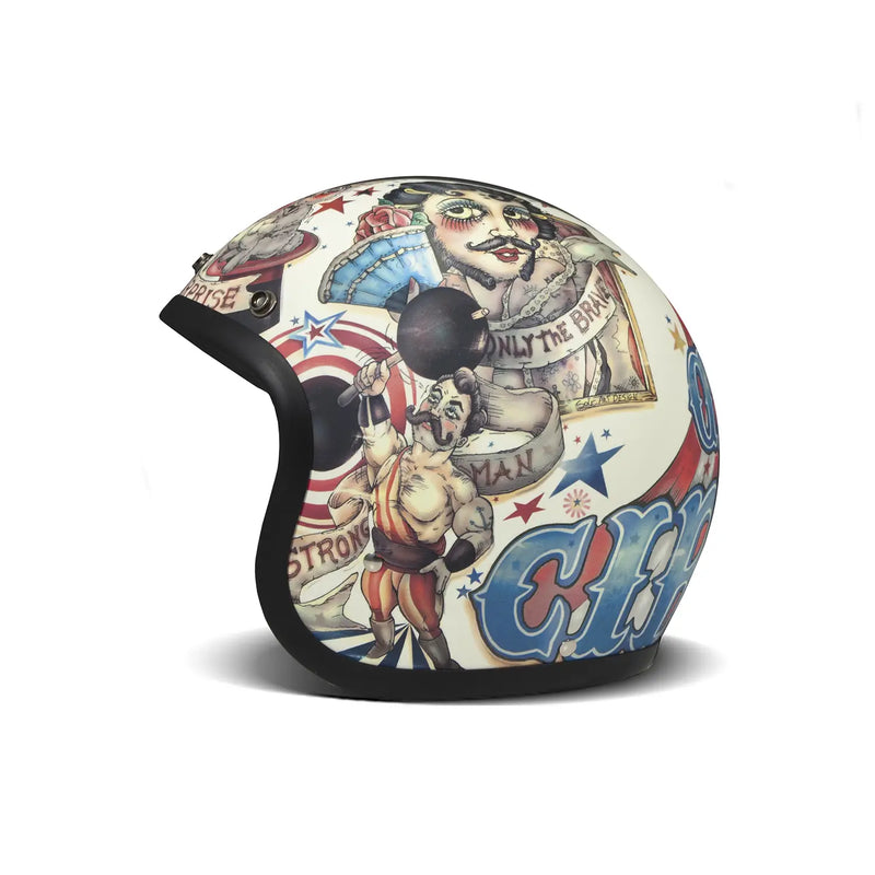 DMD Åben motorcykelhjelm med retrografik