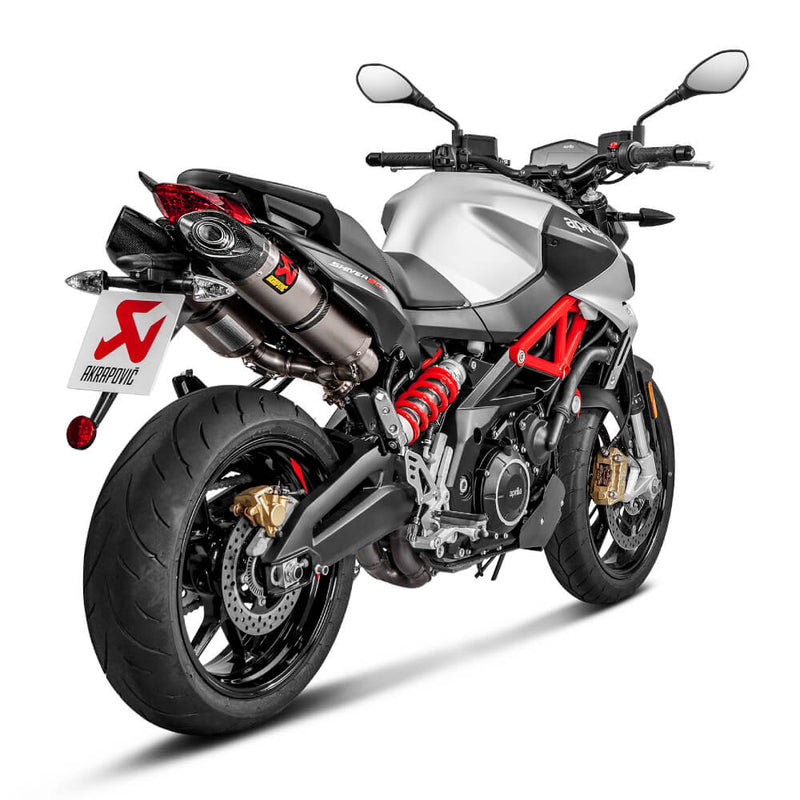 Akrapovic Slip-On Series Muffler for Aprilia 17-20 Shiver 900 (Dual titanium mufflers with carbon end caps) (EC/ECE Type Approval) (S-A9SO1-HDT/1)