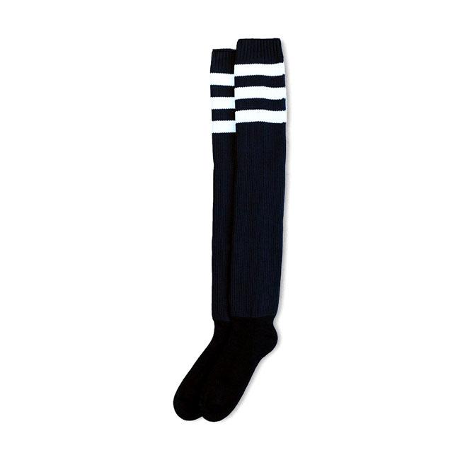 American Socks Ultra High Back In Black Triple White Stripe