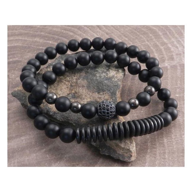 Amigaz Agate / Gunmetal Plated Hemalite Stretch Bracelet