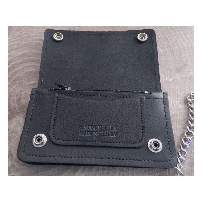 Amigaz Black Leather Zipper Biker Chain Wallet