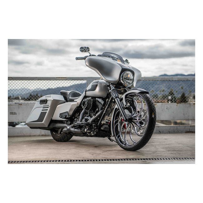 Arlen Ness Deep Cut Caged Motorcycle Mirror Chrome Right - Customhoj