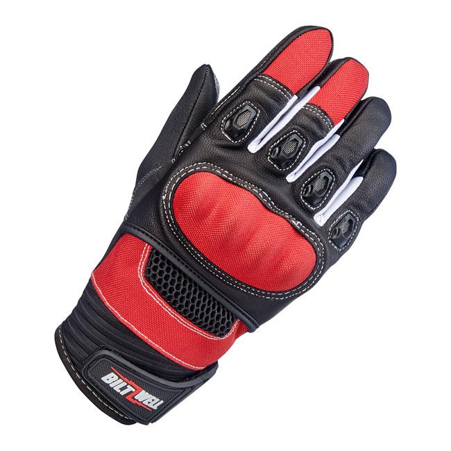 Biltwell Bridgeport Motorcycle Gloves Red/Black / XS