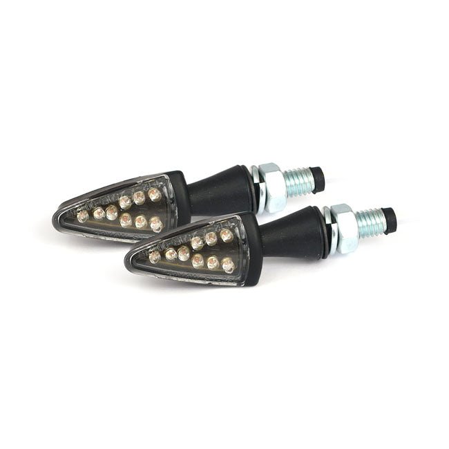 Black Peak LED Motorcycle Turn Signals Clear / Smoke Clear