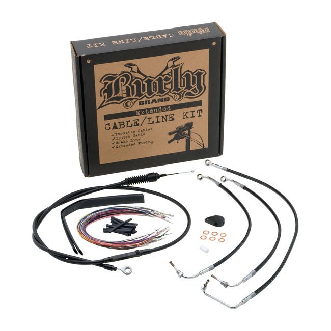 Burly Apehanger Cable/Line Kit for Touring 08-13 FLHX, FLHT/C/U (ABS) / Black / 15"