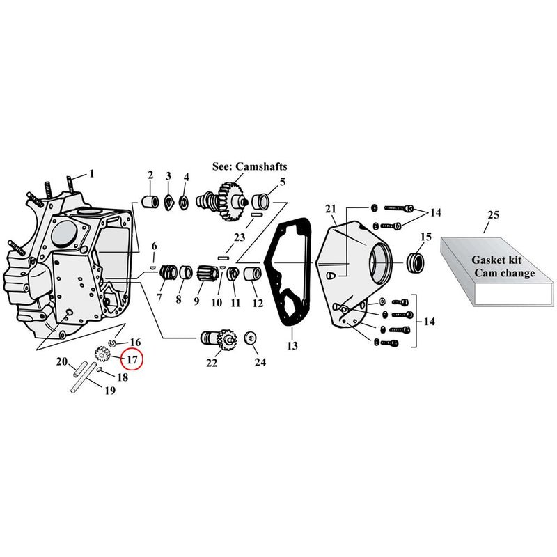 Cam Drive / Cover Parts Diagram Exploded View for Harley Shovelhead & Evolution Big Twin