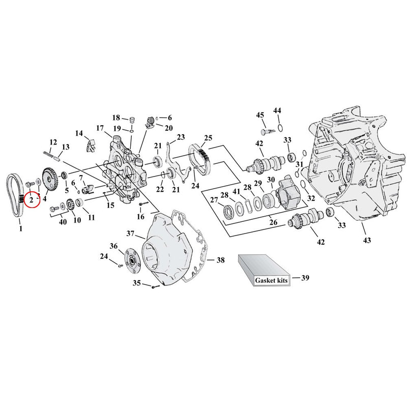 Cam Drive / Cover Parts Diagram Exploded View for Harley Twin Cam 2) 99-17 TCA/B. Bolt, cam drive sprocket. 5/16-18x3/4", Grade 8.