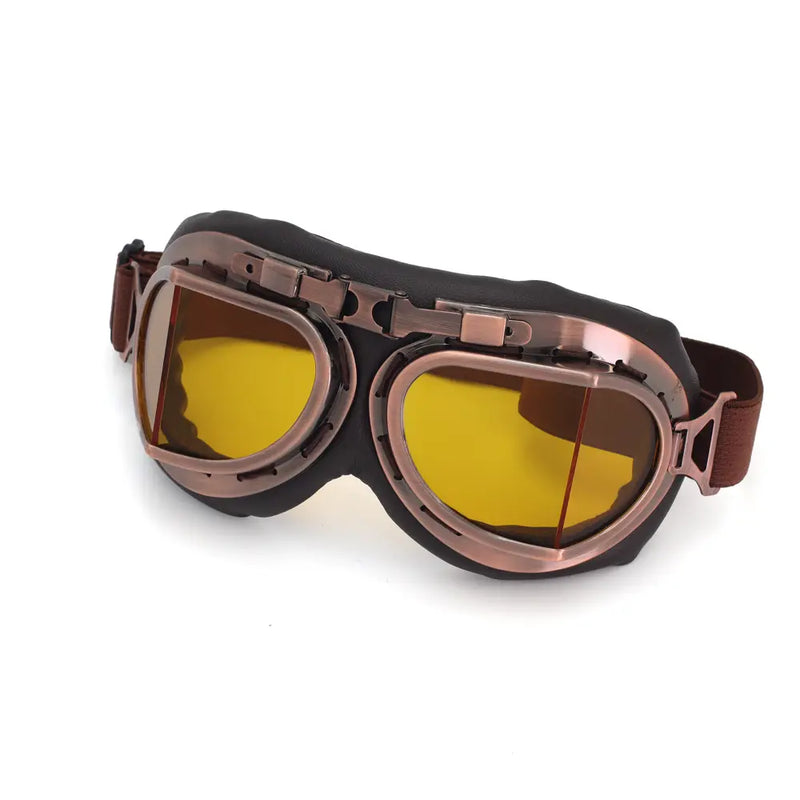 Cavalero Jet Classic Vintage Motorcycle Goggles Bronze / Yellow