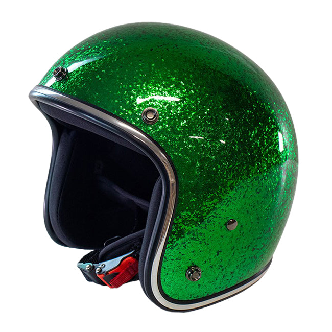 Cavalero Slimline Super Flake Low Profile Open Jet Helmet Green / S (53-54cm)