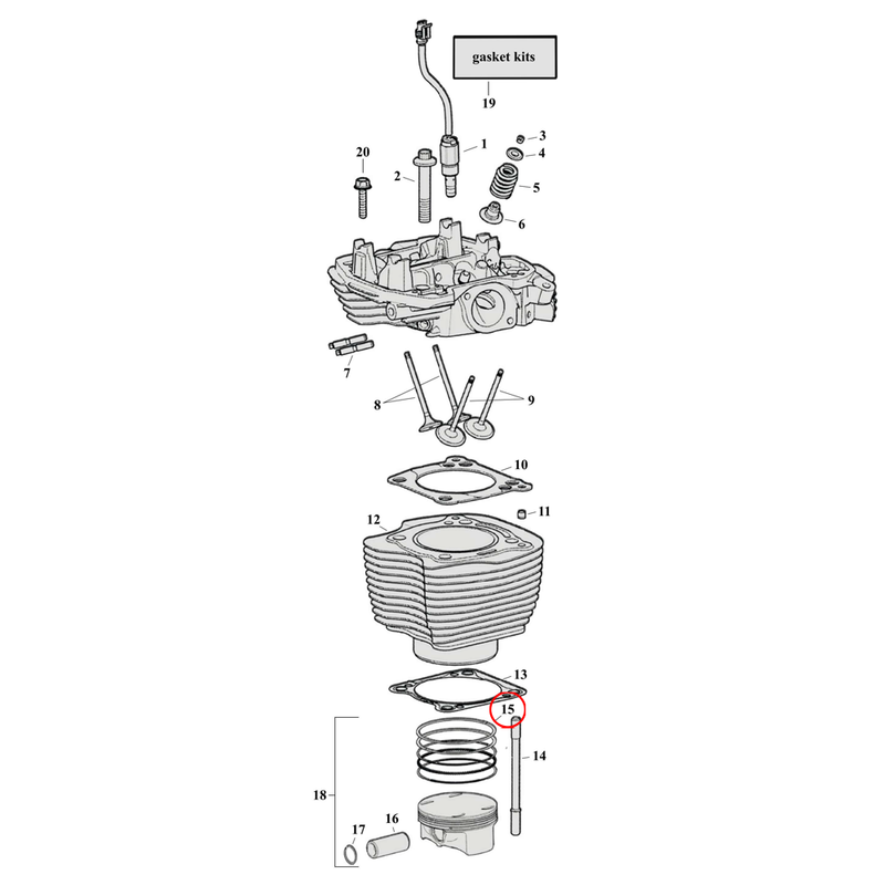 Cylinder Parts Diagram Exploded View for Harley Milwaukee Eight