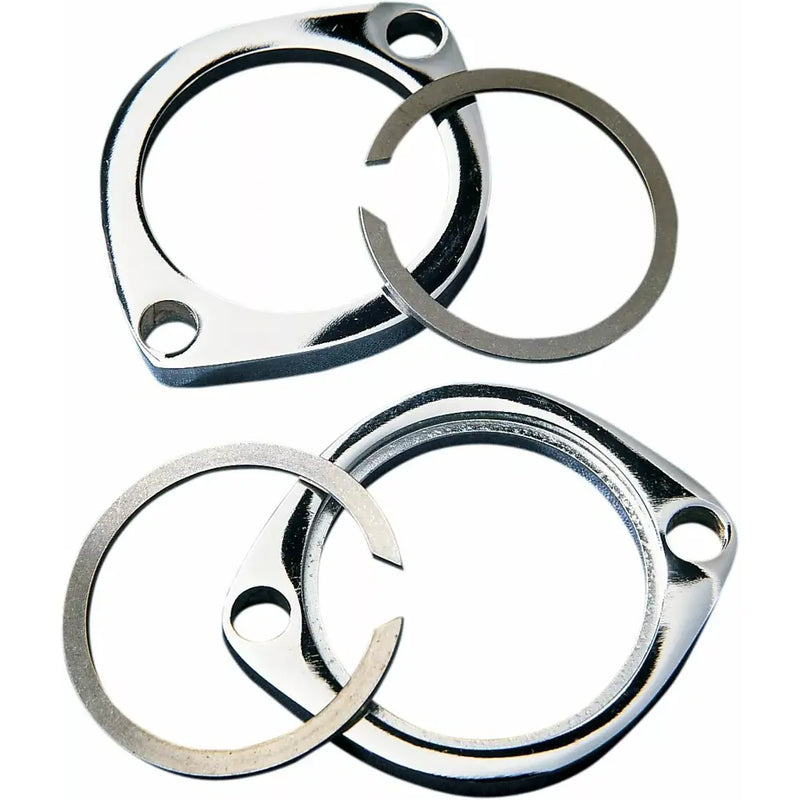 Drag Specialties Exhaust Flanges Early Style & Retainer Set for Harley 84-25 Big Twin / Chrome  - Customhoj