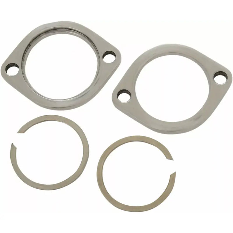 Drag Specialties Exhaust Flanges Early Style & Retainer Set for Harley 84-25 Big Twin / Stainless steel  - Customhoj