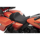 Drag Specialties EZ-ON Low Profile Forward Solo Seat for Harley 08-25 Touring (excl. 23-25 CVO; 24-25 Road Glide / Street Glide) / Diamond Black / Silver  - Customhoj