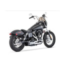 Freedom Performance Shorty American Outlaw 2-into-1 Exhaust for Harley 06-17 Dyna / Chrome / Sculpted Black  - Customhoj