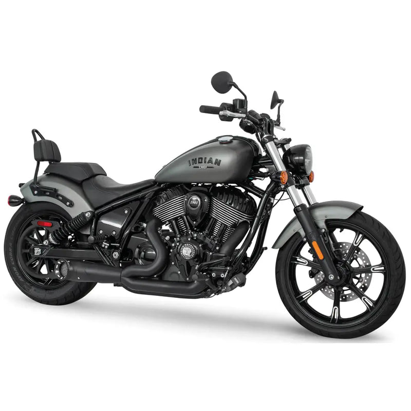 Freedom Performance Shorty Turn Out Straight Cut 2-into-1 Exhaust for Indian 22-25 Chief / Black / Sculpted Black  - Customhoj