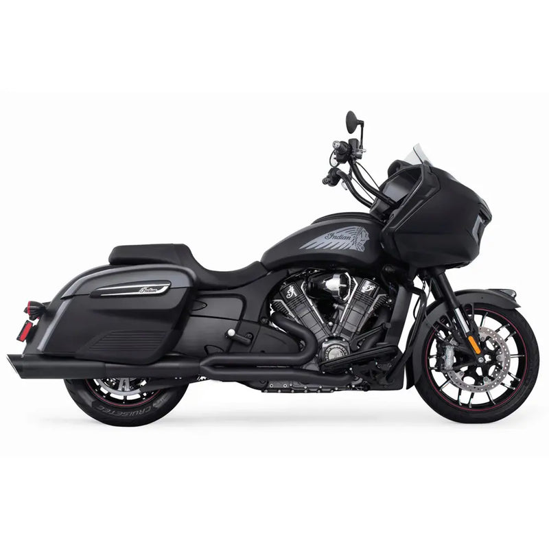 Freedom Performance Union 2-into-1 Exhaust for Indian 20-25 Challenger / Pursuit / Black / Slash Cut Sculpted Black  - Customhoj