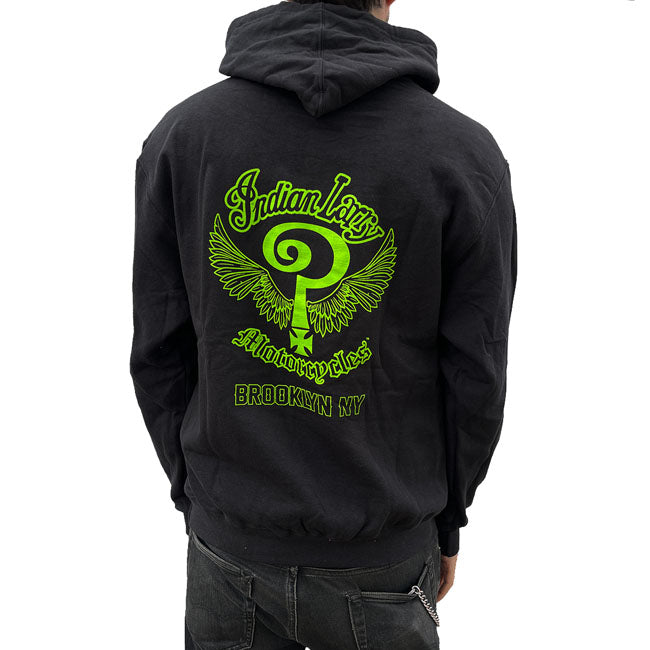 Indian Larry Slime Green Logo Hoodie S  - Customhoj