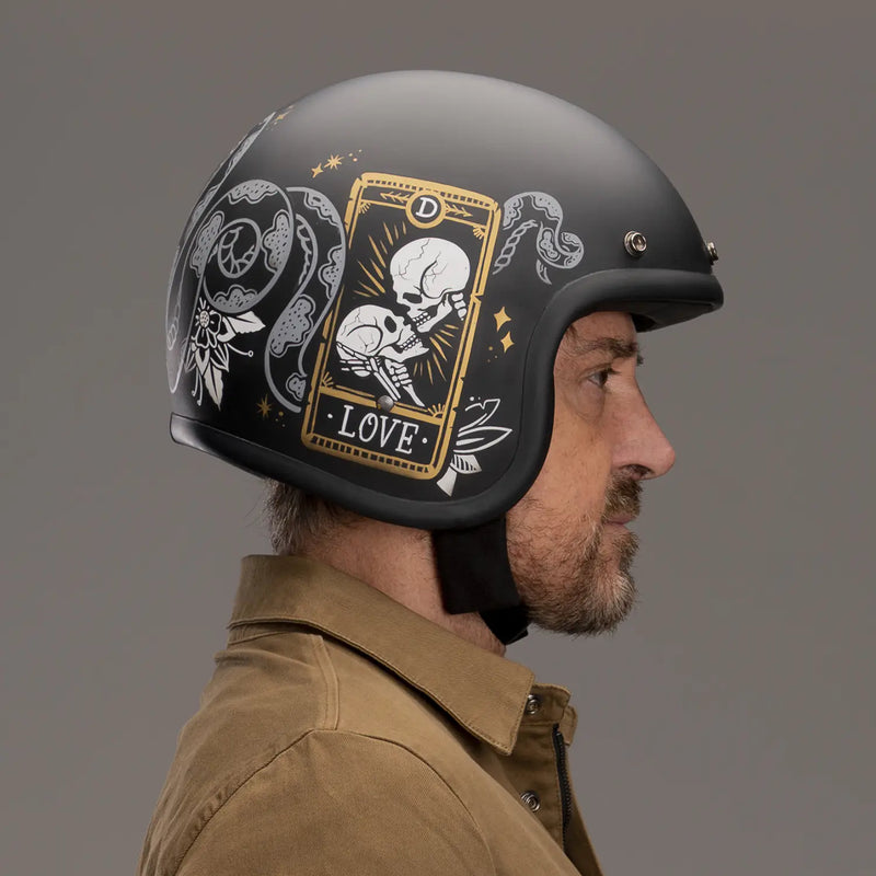 DMD Åben motorcykelhjelm med retrografik