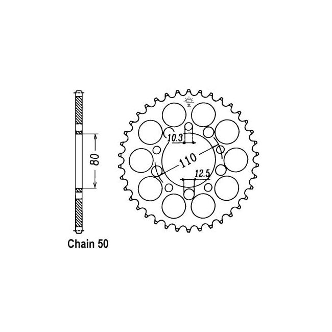 JT Sprockets Rear Sprocket Honda VF500FF,F2F 85-87 JT Rear Sprocket for Honda Customhoj