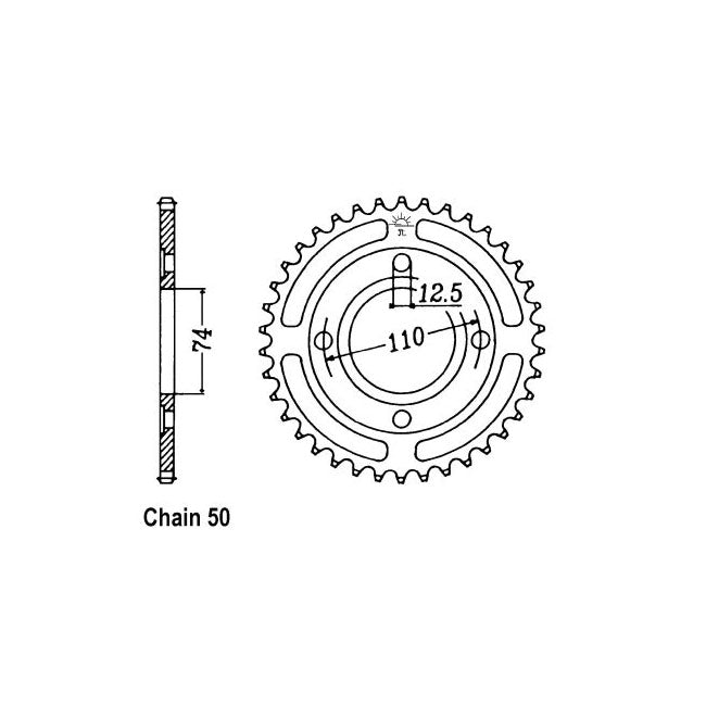 JT Sprockets Rear Sprocket Yamaha XS500C Alloy Wheel 76-77 JT Rear Sprocket for Yamaha Customhoj