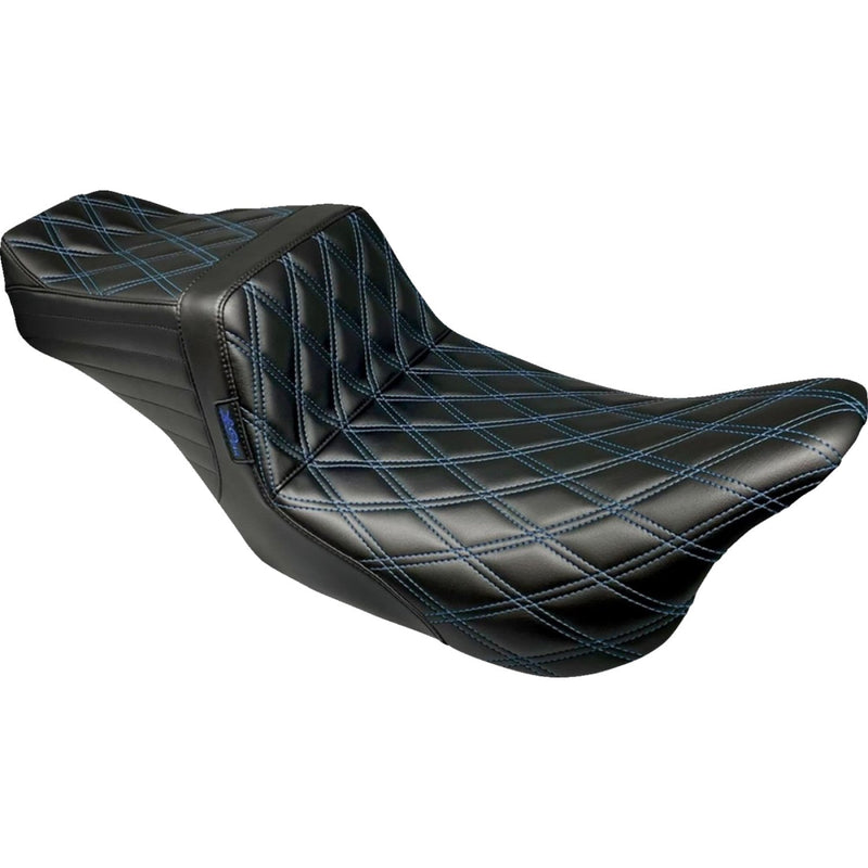 Le Pera Tailwhip 2-Up Seat for Harley 08-25 Touring (excl. 23-25 CVO; 24-25 Road Glide / Street Glide) / Double Diamond Black / Blue  - Customhoj