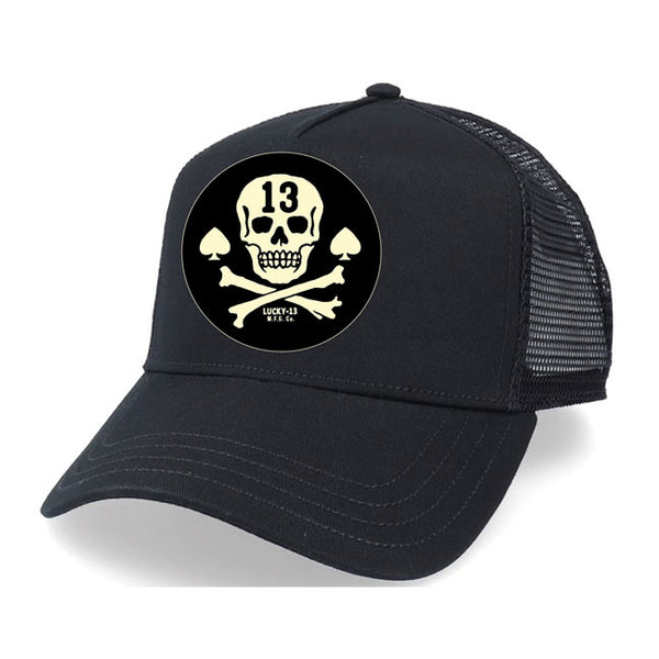 Lucky 13 Pirate Skull Trucker Hat