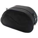 MCS Reinforced Rigid Leather 54L Motorcycle Saddlebag Set Black Basket Weave  - Customhoj