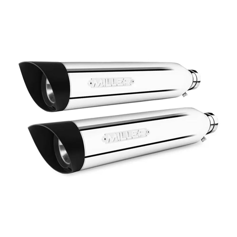 Miller Nebraska Euro 3/4 Slip-On Mufflers for Harley 2017 Dyna Street Bob (103" engine) / Polished / Slash Cut Matte Black  - Customhoj