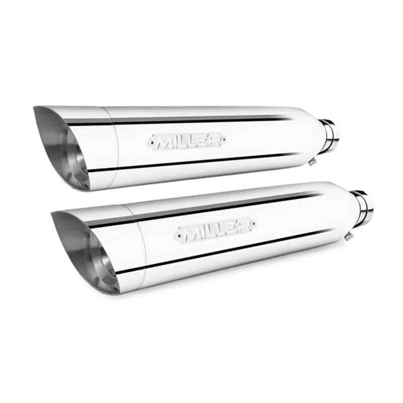 Miller Nebraska Euro 3/4 Slip-On Mufflers for Harley 2017 Dyna Street Bob (103" engine) / Polished / Slash Cut Polished  - Customhoj