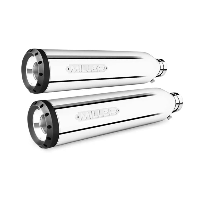 Miller Skyline Euro 2 Slip-On Mufflers for Yamaha 99-04 XV1600 Wild Star / Polished / Straight Matte Black  - Customhoj