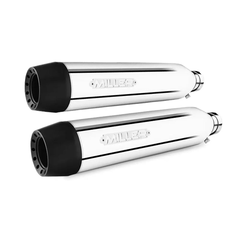 Miller Skyline Euro 2 Slip-On Mufflers for Yamaha 99-04 XV1600 Wild Star / Polished / Tapered Matte Black  - Customhoj