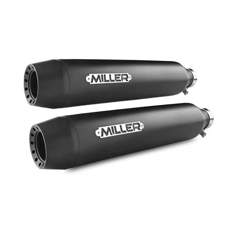 Miller Yuma Euro 3/4/5 Slip-On Mufflers for Indian 22-24 Scout Rogue 1133cc / Matte Black / Tapered Matte Black  - Customhoj