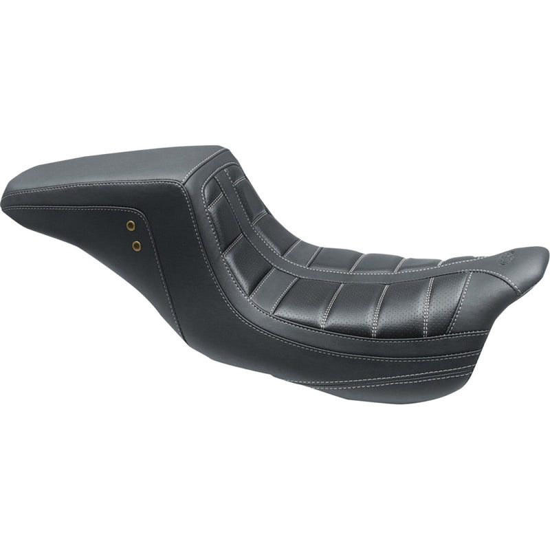 Mustang Squareback 2-Up Seat for Harley 08-25 Touring (excl. 23-25 CVO; 24-25 Road Glide / Street Glide) / Black / Gray / Tuck n Roll  - Customhoj