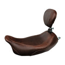 Mustang Wide Tripper Solo Seat for Harley 08-25 Touring (excl. 23-25 CVO; 24-25 Road Glide / Street Glide) / Plain / Distressed Brown / With backrest  - Customhoj