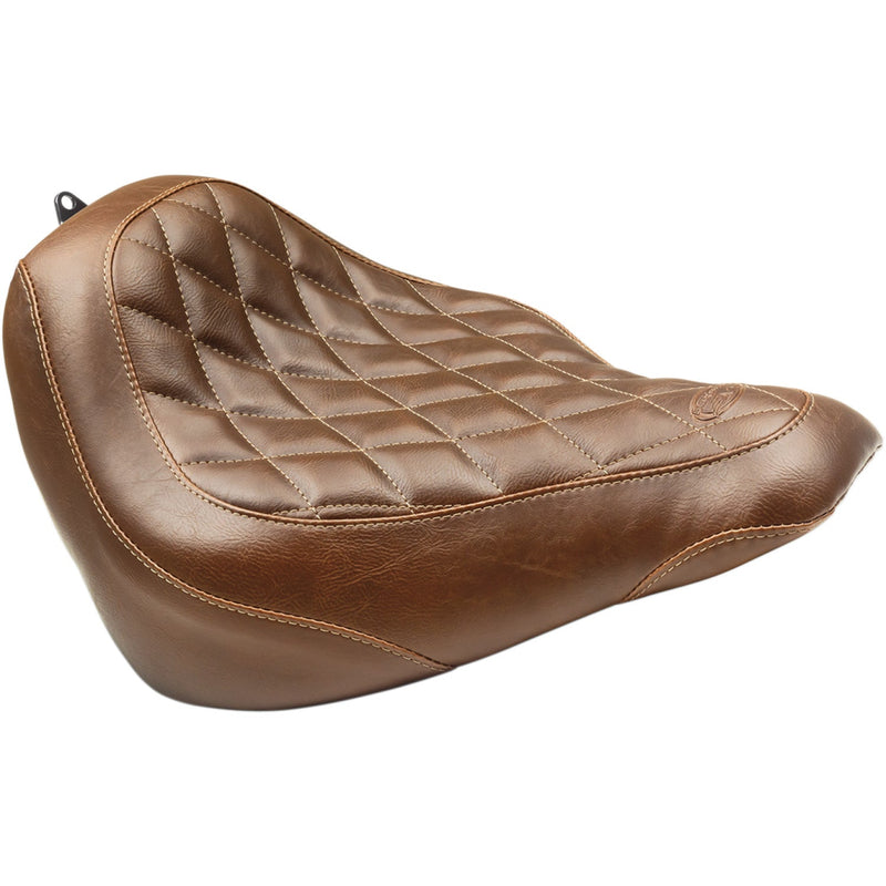 Mustang Wide Tripper Solo Seat for Harley 18-21 Softail Slim / Double Diamond / Distressed Brown / Without backrest  - Customhoj