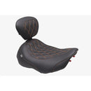 Mustang Wide Tripper Solo Seat for Harley 24-25 Touring Road Glide / Street Glide / Double Diamond / Black / Orange / With backrest  - Customhoj
