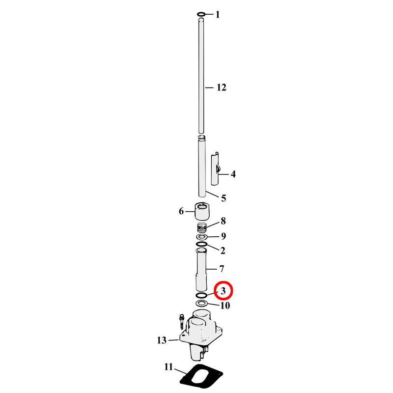 Pushrod Parts Diagram Exploded View for Harley Evolution Big Twin 3) 84-99 Big Twin. Quad seal, lower. Replaces OEM: 11145X