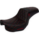 Saddlemen Pro SDC Performance Gripper Lattice Stitch Seat for Harley 06-17 Dyna / Without backrest / Black / Red  - Customhoj