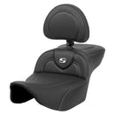 Saddlemen Roadsofa Extended Reach Plain Seat for Harley 24-25 Touring Road Glide / Street Glide / Carbon Fiber / Silver / Without heating / With backrest  - Customhoj