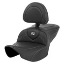 Saddlemen Roadsofa Plain Seat for Harley 24-25 Touring Road Glide / Street Glide / Carbon Fiber / Silver / Without heating / With backrest  - Customhoj