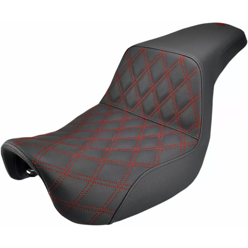 Saddlemen Step-Up Red Lattice Stich Seat for Harley 06-17 Dyna FLD / FXD / FXDWG