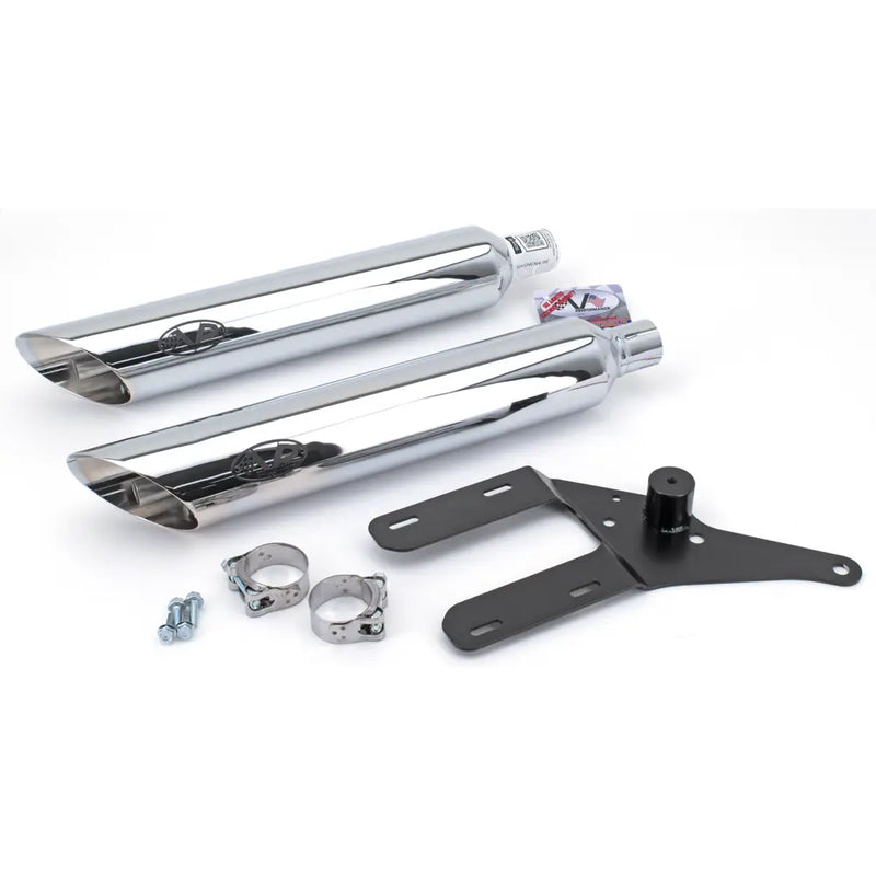 V-Performance EC-approved Slip-On Mufflers for Harley 21-24 FXST Standard / FLSL Slim (Slash Cut end caps) (Euro 5 approved) / Chrome