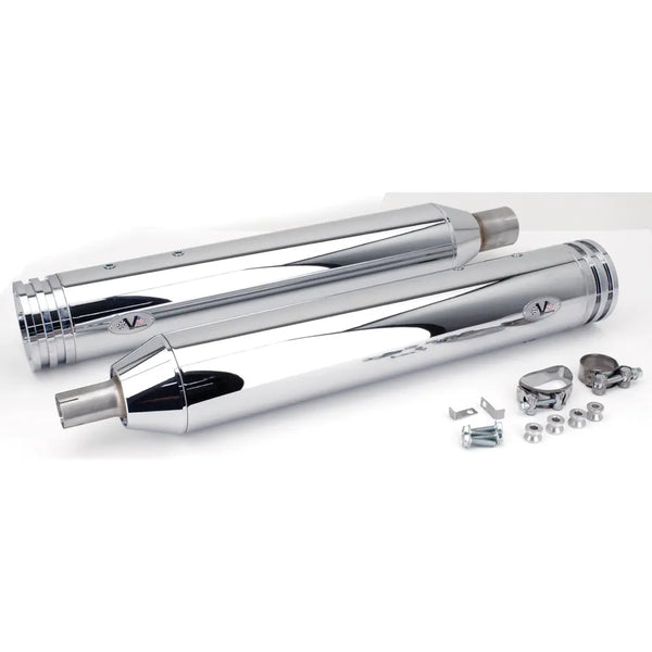 V-Performance EC-approved Slip-On Mufflers for Harley 21-24 Touring (Double Ring end caps) (Euro 5 approved) / Chrome